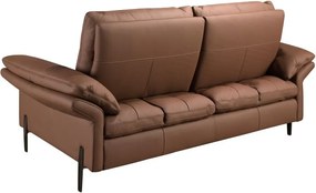 Canapea 2 locuri, tapitata cu piele naturala, spatar rabatabil Maro
