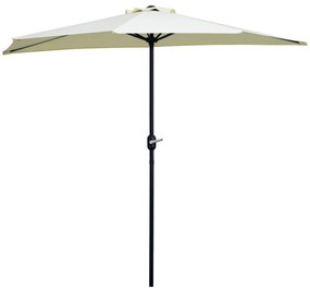 Outsunny Umbrelă Semicirculară de Perete cu Manivelă și 5 Spițe, 2.6x1.35x2.3 m, Bej | Aosom Romania