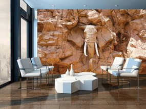 Fototapet - Elefant  sculptat în piatră (152,5x104 cm), în 8 de alte dimensiuni noi