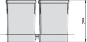 Cos gunoi incorporabil in sertar, GTV Axispace, colectare selectiva, pentru corp de 600 mm, gri antracit, 2 x 15 l + 2 x 7 l Plastic, Gri antracit,