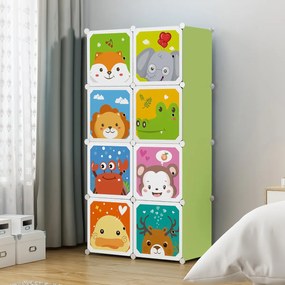 Dulap Modular Copii, 8 Compartimente, D4394, Verde