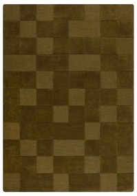 Covor kaki țesut manual din lână 160x230 cm Checkerboard – Flair Rugs