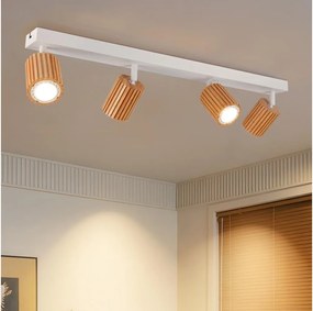 Brilagi - Lampă cu spoturi MODERN WOOD 4xGU10/8W/230V lemn/alb