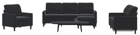 vidaXL Set de canapele cu perne, 4 piese, negru, catifea