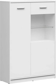 Vitrina NEPO PLUS, alb, PAL laminat/sticla, 90x34x132 cm