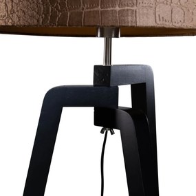 Lampă de podea neagră cu abajur din catifea cu imprimeu crocodil 50cm - Puros