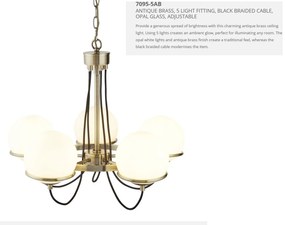 Lustra deosebita design vintage 58cm Sphere 5L 7095-5AB SRT