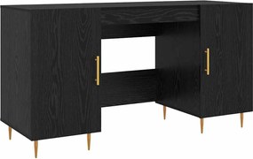 vidaXL Birou cu raft Stejar negru 140 x 50 x 75 cm Lemn compozit