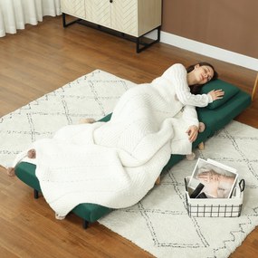HOMCOM Şezlong cu funcţie de dormit, Fotoliu pliabil de relaxare în aspect de catifea, Spătar reglabil, suportă până la 120 kg, Verde închis | Aosom Romania