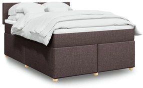 vidaXL Pat box spring cu saltea, maro închis, 140x200 cm, textil