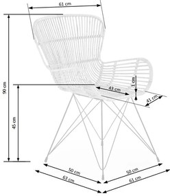 Scaun de bucaterie Manfred, ratan / negru