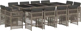 vidaXL Set mobilier de grădină cu perne, 13 piese, gri, poliratan