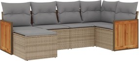 vidaXL Set canapele de grădină cu perne, 6 piese, bej, poliratan