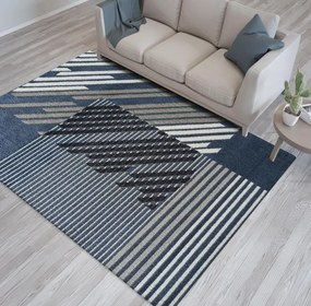 Covor de designer în albastru cu dungi Lățime: 60 cm | Lungime: 100 cm