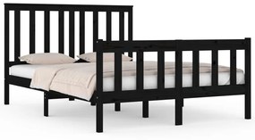 3103882 vidaXL Cadru de pat mic dublu, negru, 120x190 cm, lemn masiv de pin