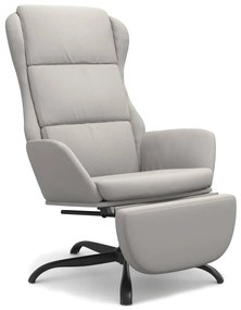 3097927 vidaXL Scaun de relaxare cu taburet, gri deschis, microfibră