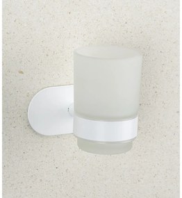 Suport pentru periuța de dinți alb autoadeziv din sticlă Orea – Wenko