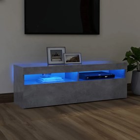 Comodă tv cu lumini led, gri beton, 120x35x40 cm