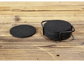 Suporturi de pahare negre în set de 8 cu suport - Wenko