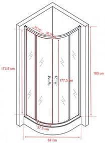 Cabină de duș curbată Spirit BAMBOO 90x90x180cm, fără cădiță de duș