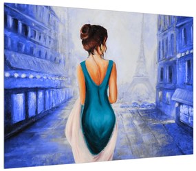 Tablou cu femeie și turnul Eiffel (70x50 cm), în 40 de alte dimensiuni noi