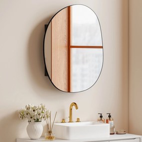 HOMCOM Dulap Baie cu Oglindă și 3 Rafturi, 61x12x79 cm, Formă Neregulată, Dulap Montabil pe Perete, Negru | Aosom Romania