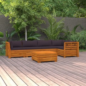 3087327 vidaXL Set mobilier grădină cu perne, 6 piese, lemn masiv acacia