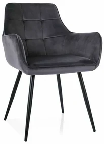 Scaun de bucătărie Pomme Velvet, negru