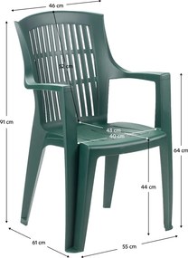 Scaun de grădină stivuibil, verde, ARPOA