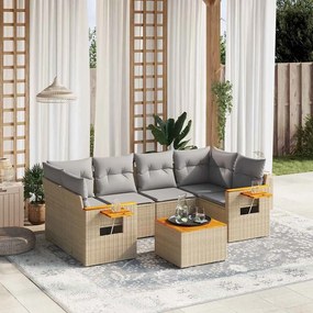 vidaXL Set canapele de grădină, 7 piese, cu perne, bej, poliratan