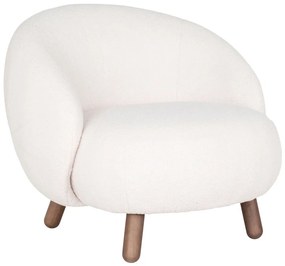 Savona fotoliu, piele artificială de miel, picioare de nuc, alb