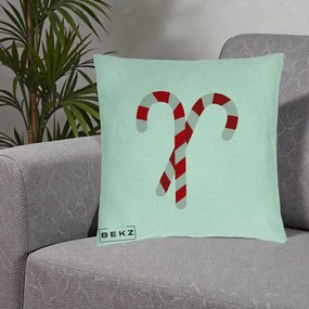 Perna Decorativa Candy Cane de Craciun, 40x40 cm, Verde Menta, Husa Detasabila, Perna Inclusa, BEKZ®