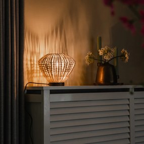 Lampă de masă orientală bej cu mărgele - Moti