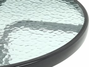 Masa de gradina rotunda cu blat din sticla ISLAND 90 cm, negru