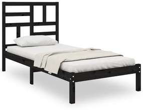 Cadru de pat, negru, 100x200 cm, lemn masiv Negru, 100 x 200 cm