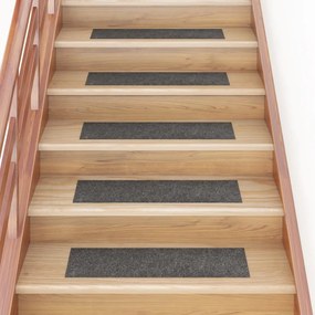 Covorașe de scări autoadezive, 15 buc., maro gri, 76x20 cm