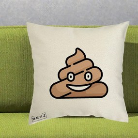 Perna Decorativa Emoji Poop Funny, 40x40 cm, Ecru, Husa Detasabila, Perna Inclusa, BEKZ®