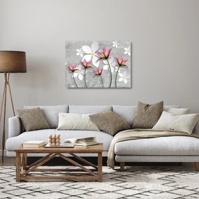 Tablou pe sticlă cu abstracție florală (70x50 cm)