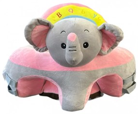 Fotoliu din plus pentru bebelusi cu decupaj pentru picioare, spatar si arcada, Elefantel Roz, 53 cm, Roz, FPS-172