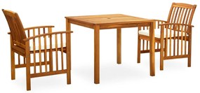 vidaXL Set mobilier de grădină cu perne, 3 piese, lemn masiv acacia
