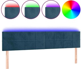 vidaXL Tăblie de pat cu LED, albastru închis, 200x5x78/88 cm, catifea