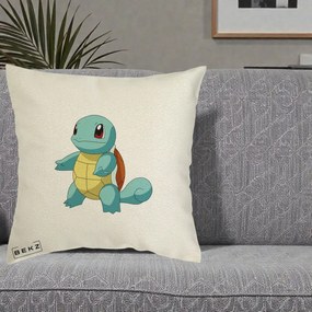 Perna Personalizata Squirtle Pokemon, 40x40 cm, Ecru, Husa Detasabila, Perna Inclusa, BEKZ®