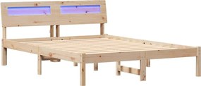 vidaXL Cadru de pat cu headboard Maro 120 x 200 cm Lemn de pin masiv