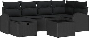 vidaXL Set de canapele pentru grădină 7 pcs Negru 234 x 124 x 85 cm