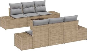 vidaXL Set de canapele pentru grădină 8 pcs Bej și gri poliratan