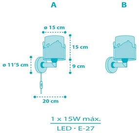 Aplică pentru copii WHALE DREAMS 1xE27/15W/230V albastru Dalber 61179T