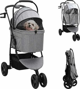 vidaXL Carucior pentru Pisici Pliante Gri 78 x 54 x 101 cm Poliester