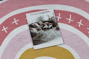 BAMBINO 47810 covor lavabil Curcubeu, puncte pentru copii anti-alunecare - alb / roz