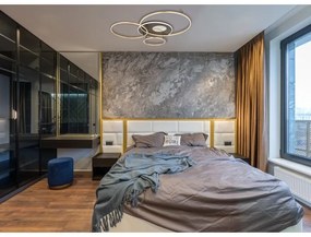 Lustra LED aplicata cu telecomanda INVERTINA aurie