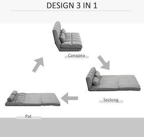 HOMCOM Canapea De Podea Pliabila, 130x73x60 cm Gri | Aosom Romania